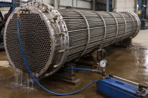 Intercambiador de calor sometido a prueba hidrost&Atilde;&iexcl;tica con protecci&Atilde;&sup3;n contra la corrosi&Atilde;&sup3;n hidrost&Atilde;&iexcl;tica mediante soluciones ZERUST